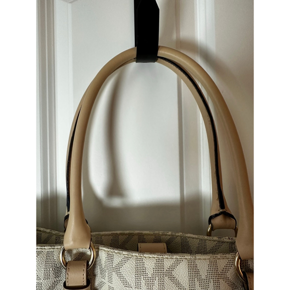 Women\'s Michael Kors White & Beige Monogram Tote Bag, One Size